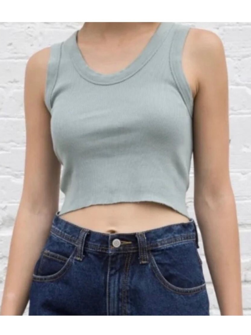 Brandy Melville Light Sage Ribbed Crop Tank